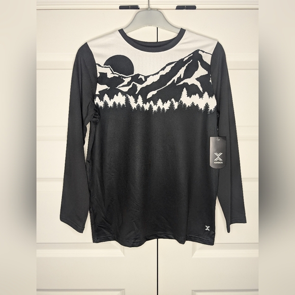 NWT Xersion Boys M 10/12 Quick-Dri Long Sleeve Black Mountains Shirt - Picture 1 of 8